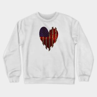 American Stripe and Stripe Rustic Heart Flag Crewneck Sweatshirt